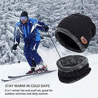 Digital Shopee Winter Knit Beanie Set Of Cap Hat Neck Warmer Scarf And Woolen Gloves Set Skull Cap For Men/Women - (Black, 3 Pie
