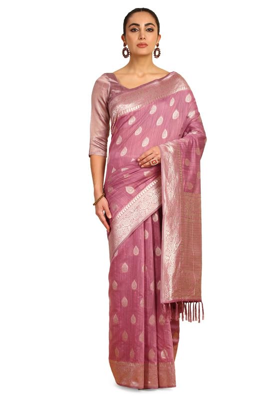 Soch Women Ethnic Motif Woven Design Tussar Saree