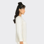 BlissClub at-Ease CottonKnit Top | 100% Cotton top| Breathable | Ventilation Panels | Full Sleeves | Pointelle top