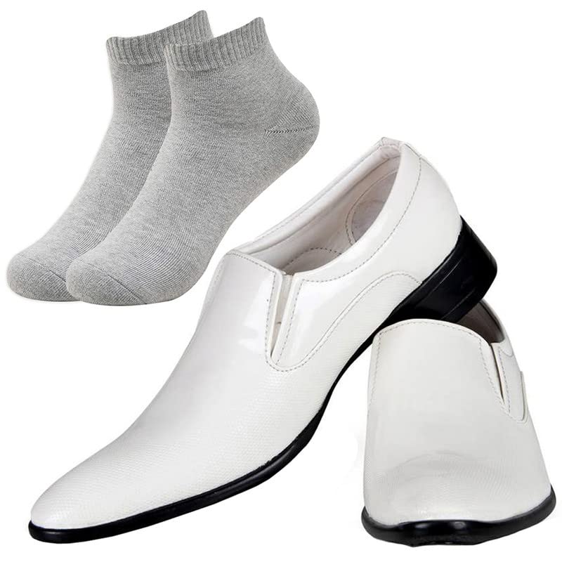 Vitoria Fashionable l Men Black Silipon Formal Shoes with Light Gray Socks/7 7