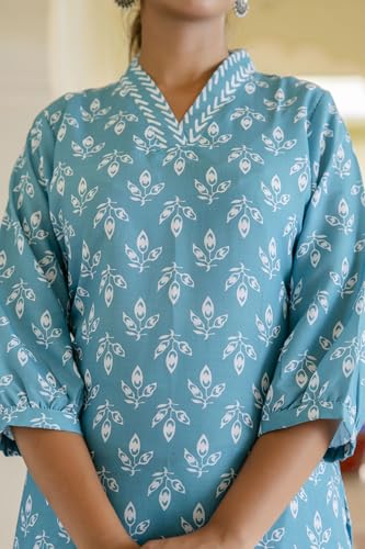 LookMark Womens Latest Printed Cotton Blend Straight Kurta and Afghani Pant Set Perfect for Casual and Office Wear (AZ-LM-P1-KS