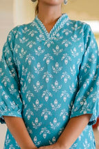 LookMark Womens Latest Printed Cotton Blend Straight Kurta and Afghani Pant Set Perfect for Casual and Office Wear (AZ-LM-P1-KS