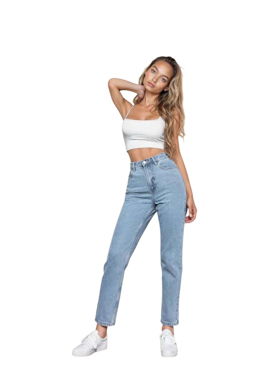 Kotty Women High Rise Cotton Lycra Blend Ankle Length Jeans Sky Blue