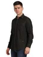 Turtle Men 100% Cotton Slim Fit Dark Green Solid Casual Shirt