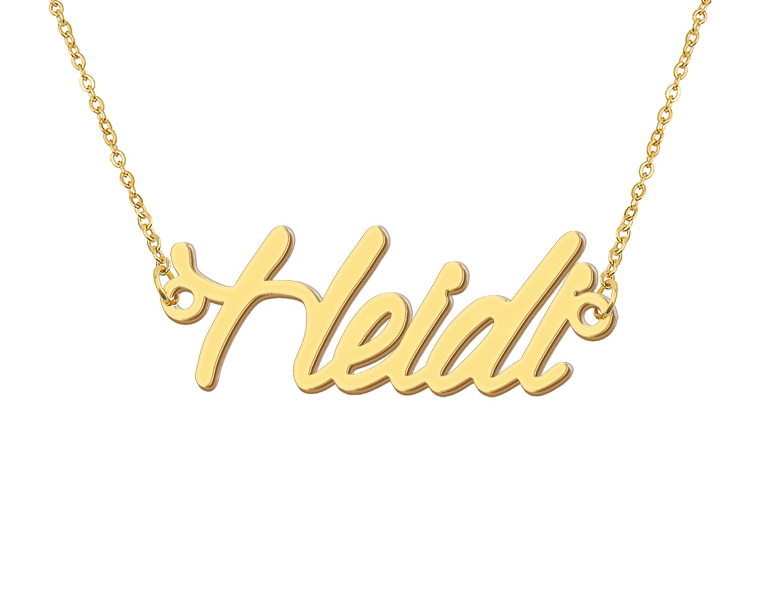 Aoloshow Heidi Women Pendant Name Necklace Name Chain Necklace 18k Gold Plated Stainless Steel Jewelry for Best Friend Christmas
