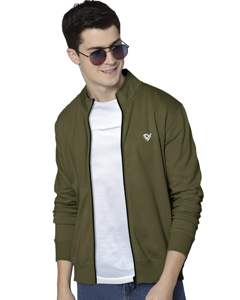 Eyebogler Mens Henley Neck Full Sleeves Regular Fit Solid Jacket