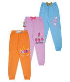 KYDA KIDS 100% Girls Cotton Printed Track Pants (Pack of 3)