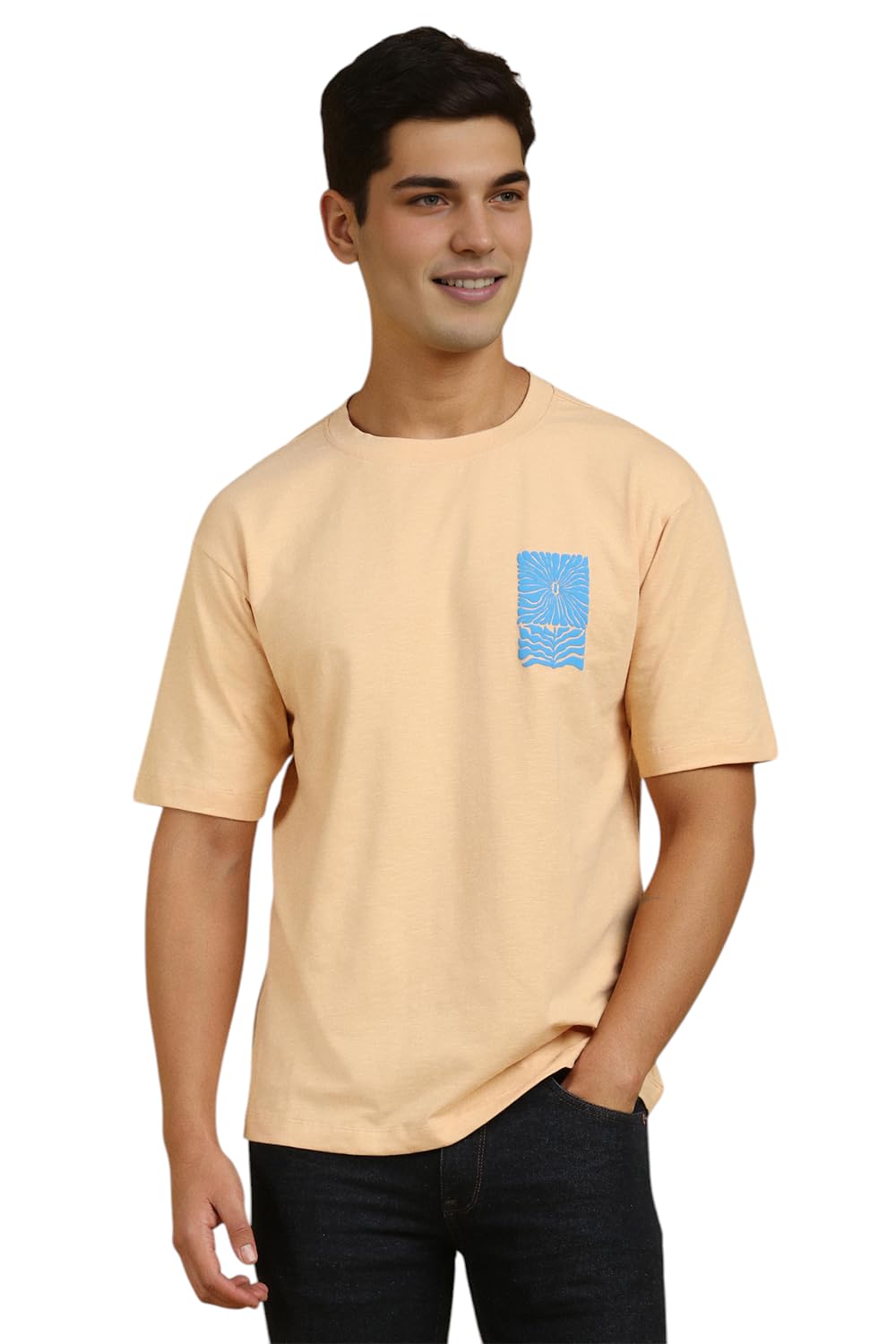 Allen Solly Men Printed Casual Cotton Half Sleeve Short Sleeve T-Shirt
