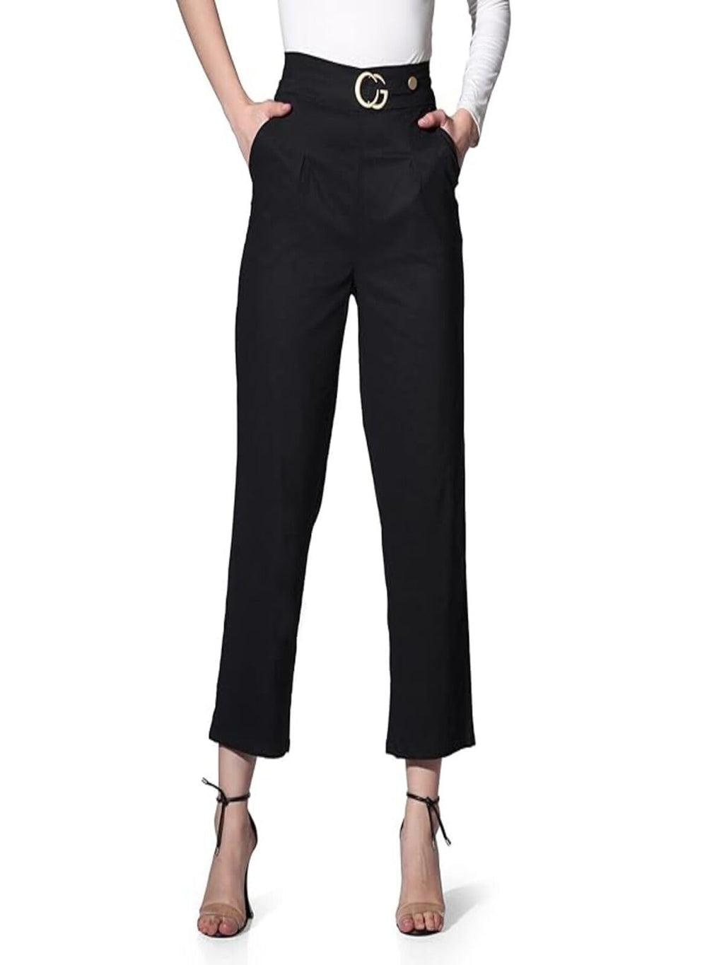 OM SAI LATEST CREATION Trousers for Women || Bi-Stretch Pegged Trousers for Ladies || Solid Stretchable Trousers with Front Pock