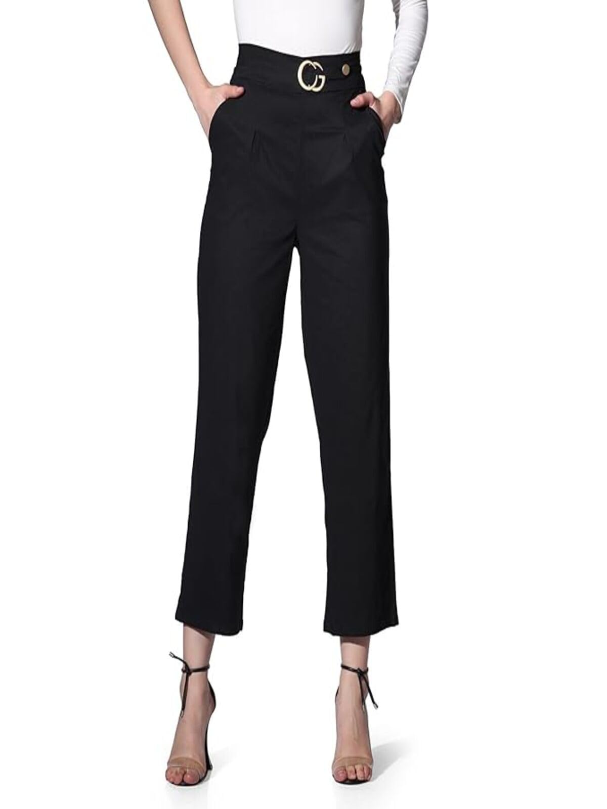 OM SAI LATEST CREATION Trousers for Women || Bi-Stretch Pegged Trousers for Ladies || Solid Stretchable Trousers with Front Pock