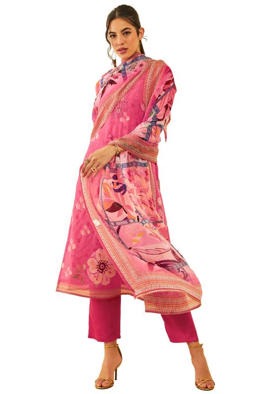 Soch Women Floral Printed Suit Set with Cutdana Work