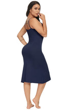 LB LIFEBEST Women's Full Slips Cami Long Spaghetti Strap Under Dress Navy Blue