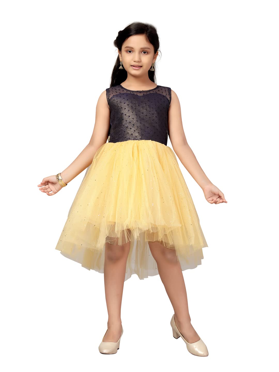 Aarika Baby-Girls Polyester Skater Knee-Length Dress (FK-3005_Navy Blue-Fawn_18)