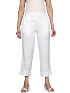 Libas Women Mid Rise Regular Casual Pants (Pl1401_White, Small)