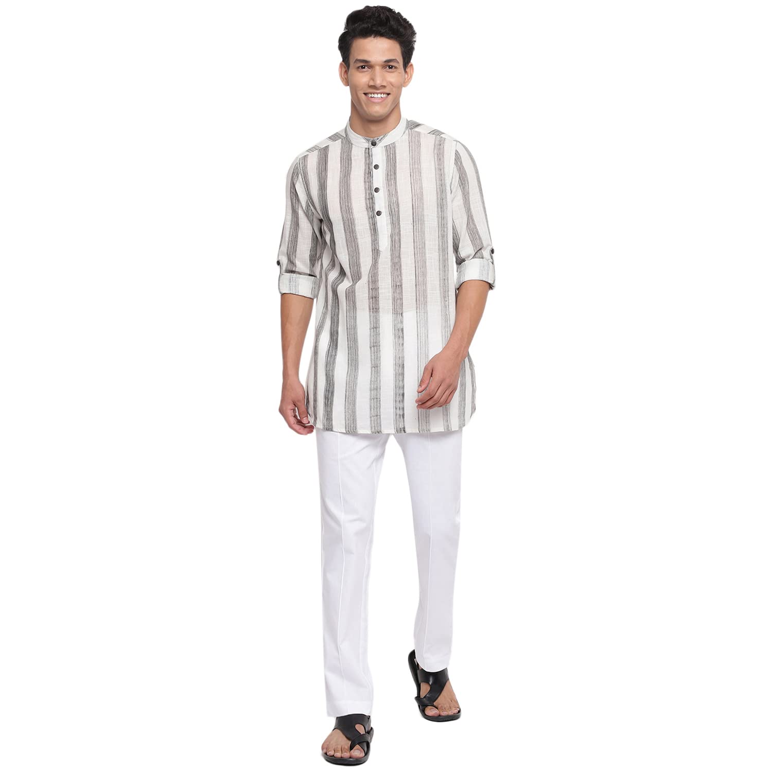 Fabindia Men Printed Kurta Set Cotton_M Multicolour
