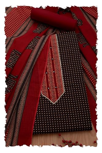 Soch Women Cotton Dots Unstitch Dress Material