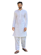 See Designs Mens Kurta - Specially Crafted And Designed For The Eid Festival | Men White Chikankari Embroidered Straight Full Sl