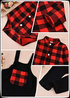 Unutiylo Baby Boys Girls Buffalo Plaid Overalls for Fall Winter, Toddler Christmas Clothes Babys Suspender Pants and Bodysuit Ro