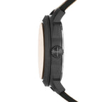 Fossil Men's Machine 49mm Quartz Stainless Steel and Leather Three-Hand Watch, Color: Black, Brown (Model: FS5972)