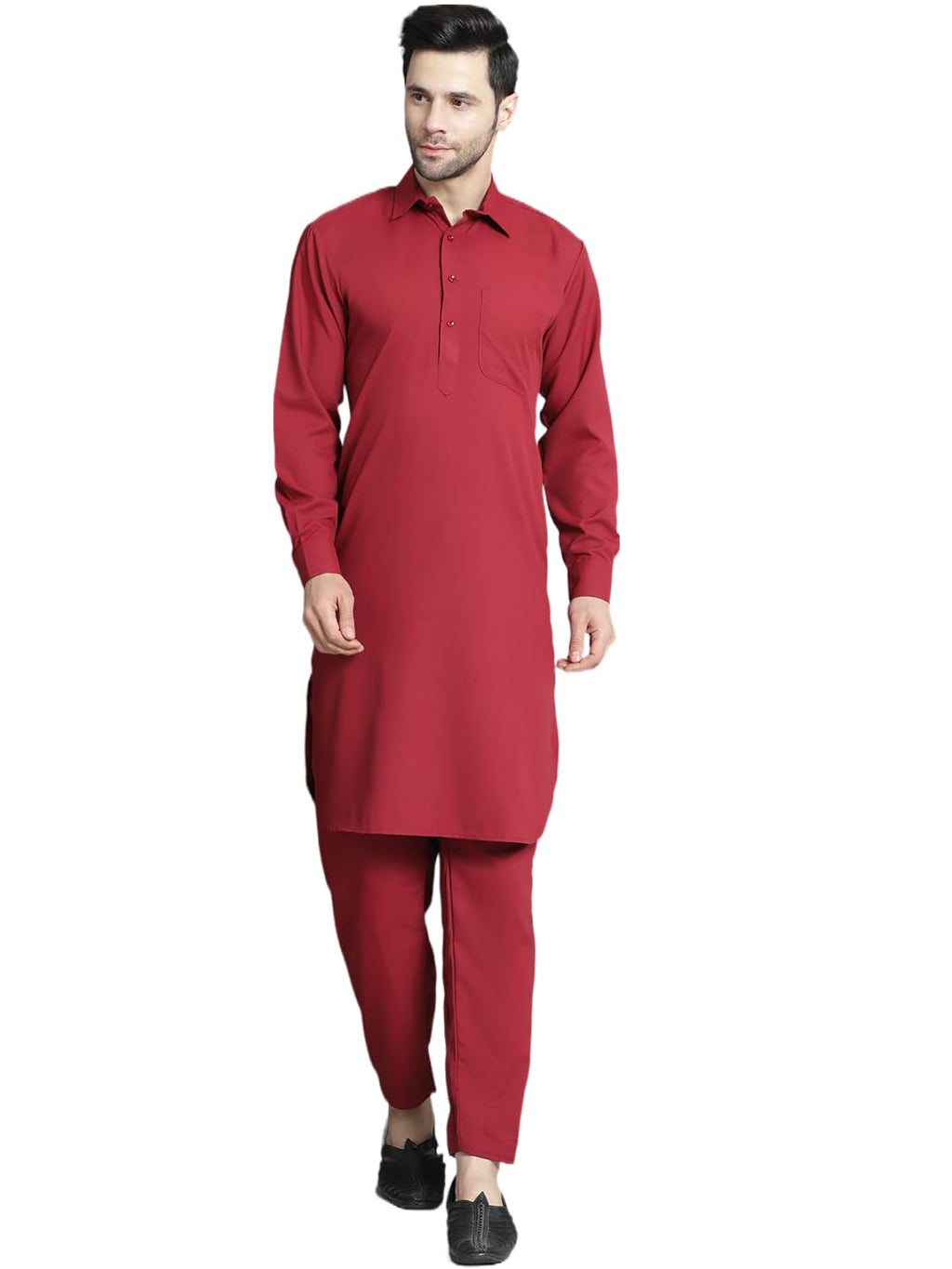 Jompers Mens Solid Pathani Kurta With Salwar