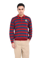 The Indian Garage Co Mens Oversized Fit Striped Long Sleeves Neck Flat Knit Sweater