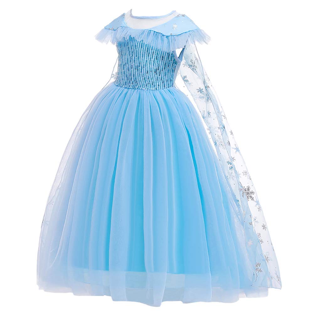 REXREII Girls Frozen Elsa Princess Dress Halloween Costume Christmas Birthday Evening Party Ball Gown w/Accessories