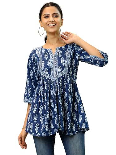 Libas Women'S Printed A-Line Kurtis (26577_Blue