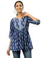 Libas Women'S Printed A-Line Kurtis (26577_Blue