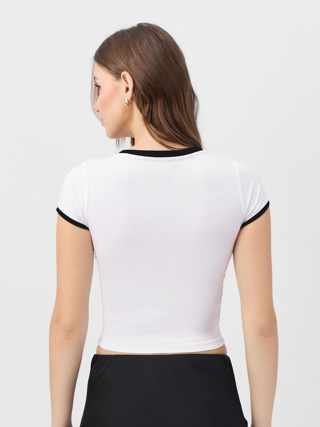 The Souled Store Official Emily in Paris: Parisian Chic Short Sleeve Round Neck Slim Fit Cropped Tops for Women and Girls - Tren