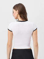 The Souled Store Official Emily in Paris: Parisian Chic Short Sleeve Round Neck Slim Fit Cropped Tops for Women and Girls - Tren