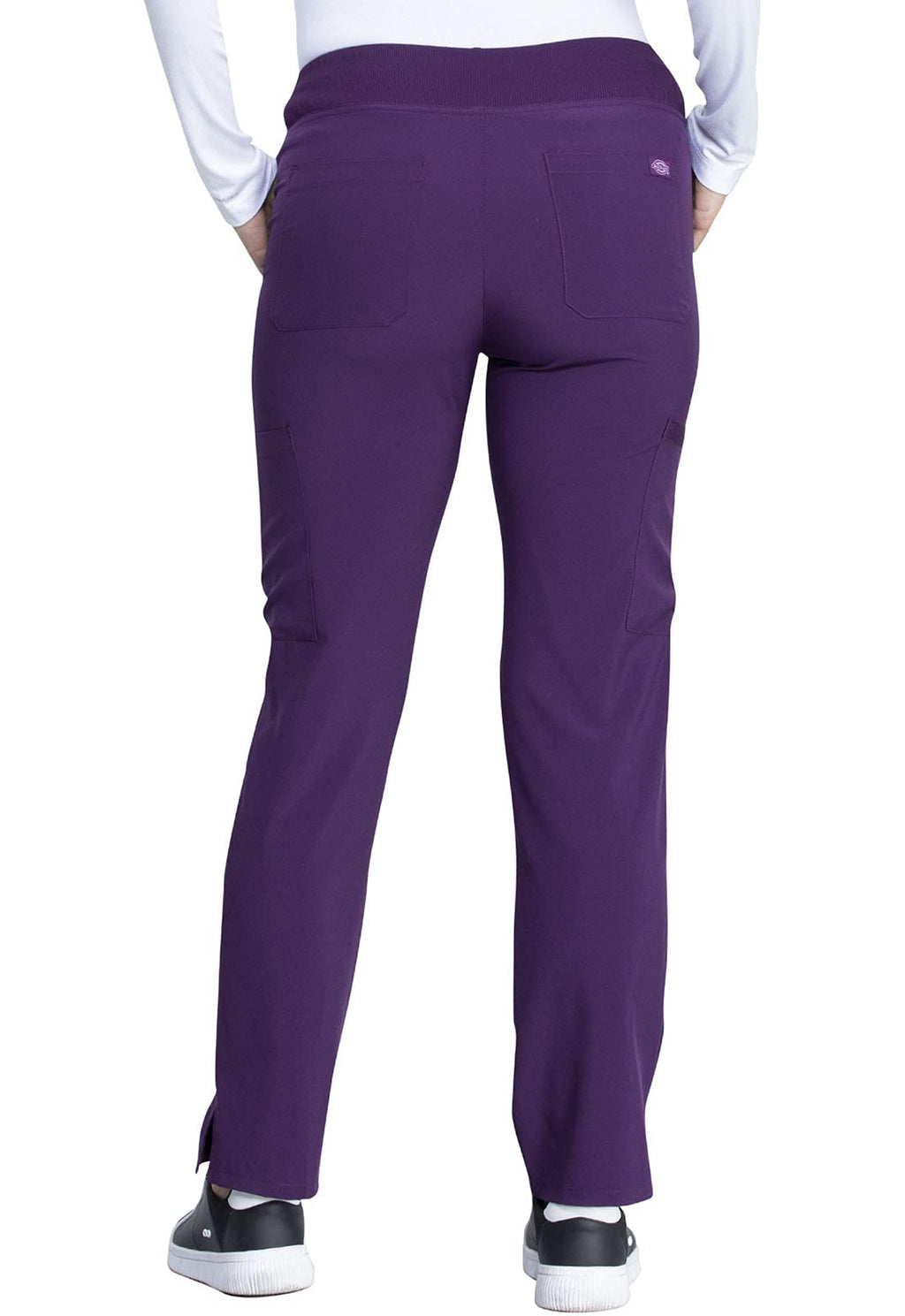 Dickies Women's Scrub Pants Natural Rise Tapered Leg Pull-On Bottoms with 7 Pockets and Knit Waistband DK005, XS, Eggplant