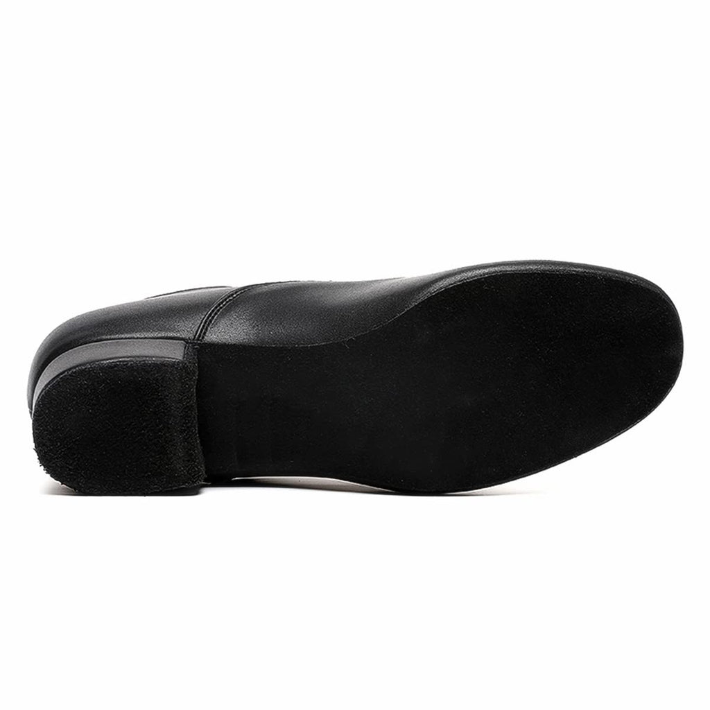 Men's Ballroom Dance Shoes Black Leather Sole Tango Salsa Latin Character Shoe (10 / Black
