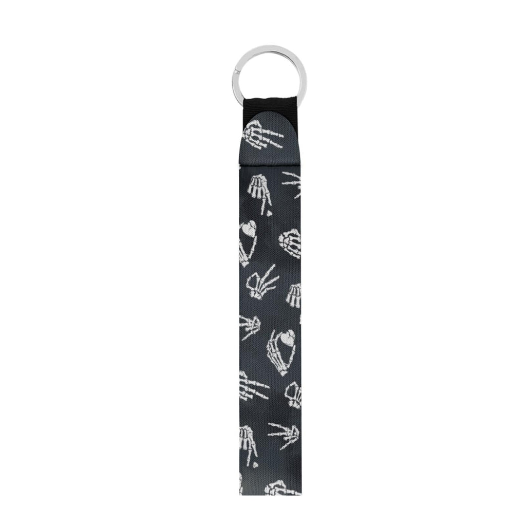 SEANATIVE Skeleton Hand with Heart Printing Keychain Wristlet Strap for Key Hand Wrist Lanyard Keyring Holder Halloween Decor