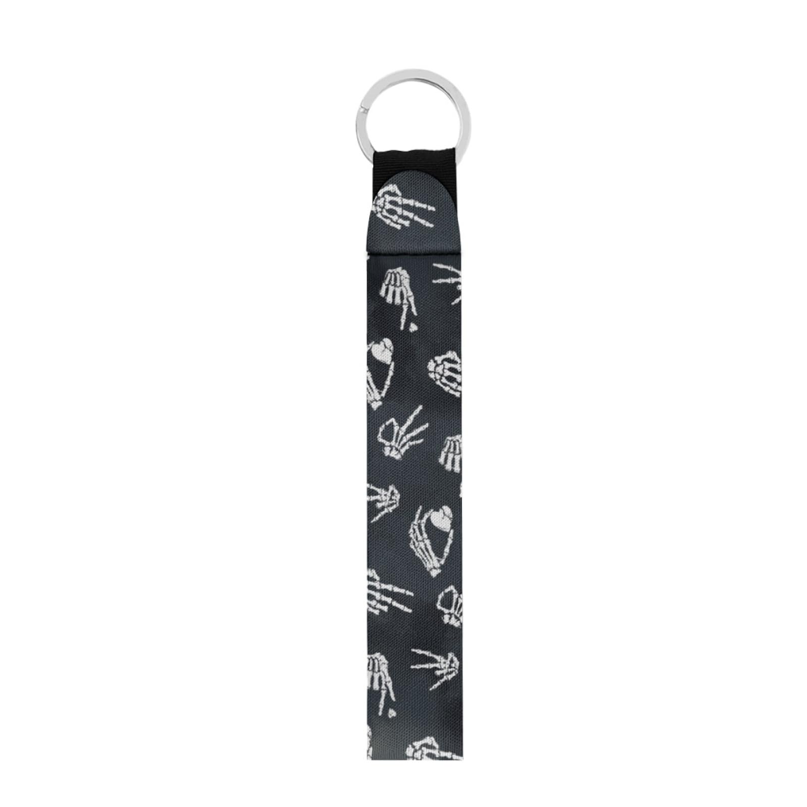 SEANATIVE Skeleton Hand with Heart Printing Keychain Wristlet Strap for Key Hand Wrist Lanyard Keyring Holder Halloween Decor