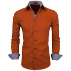 Zombom MenS Solid Cotton Blend Regular Fit Full Sleeve Collared Neck Casual Shirt For Men Dark Orange