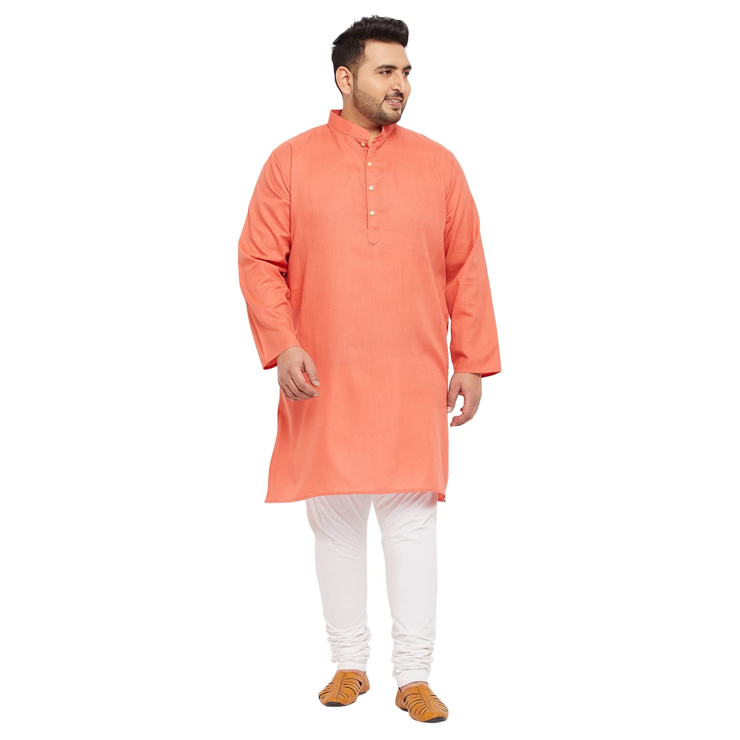 Bigbanana Plus Size Men'S Regular Fit Kurta (Ullas-Peach,Peach,7Xl)