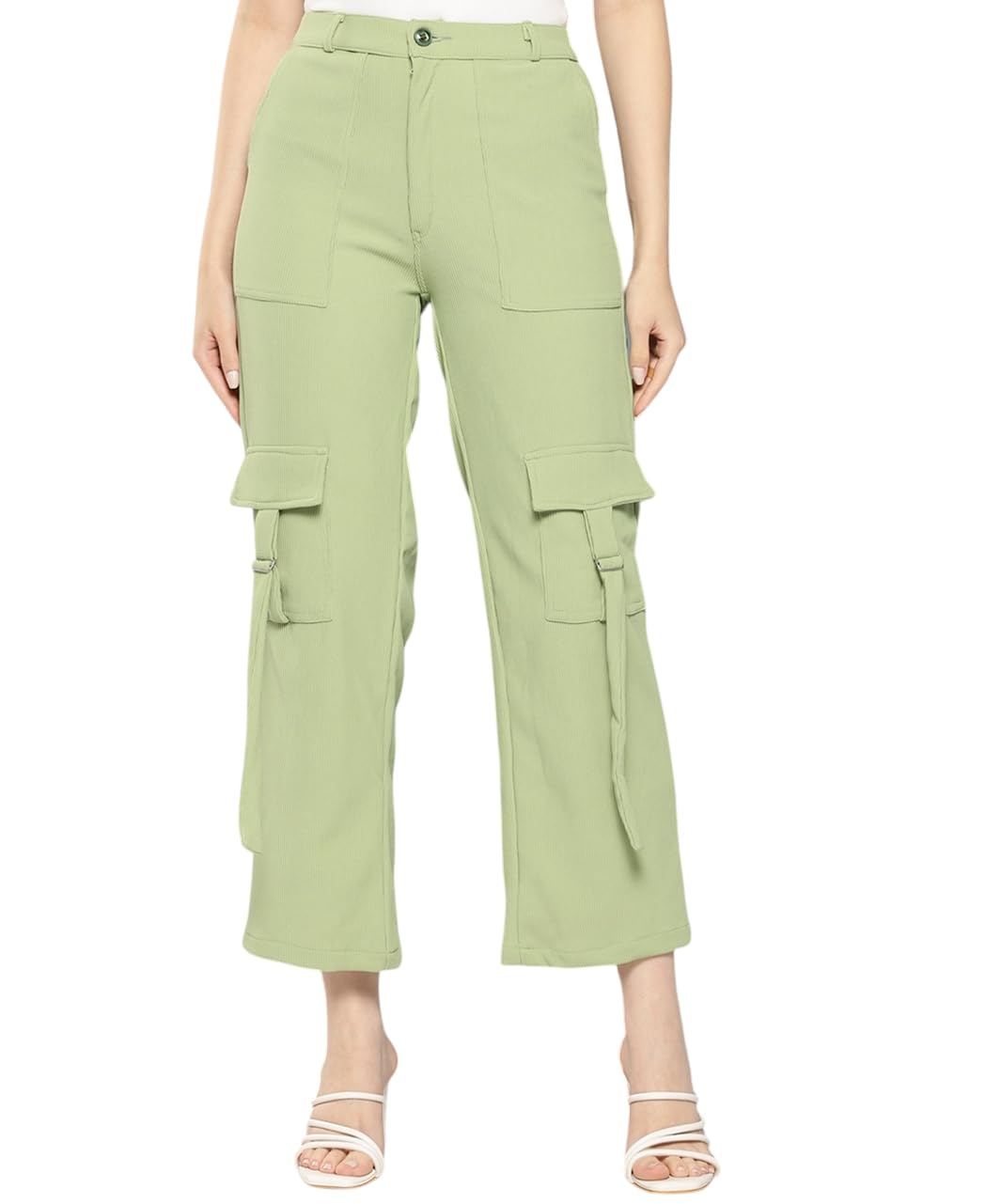 Aarika Girls Casual Wear Green Colour Solid Nylon Pant (9-14 Years)