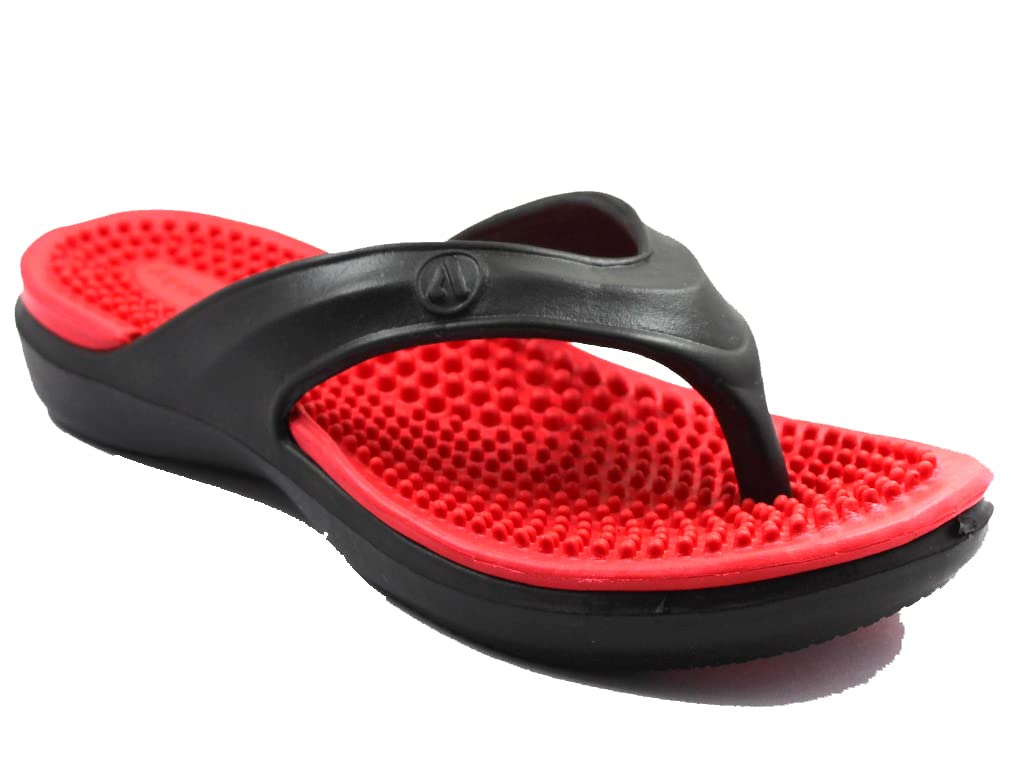 aqualite Womens FlipFlops (BLACK RED, numeric_4) 4