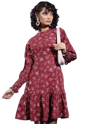 Ketch WomenS Polyester Drop-Waist Knee Length Dress (Khj6000571_Brown
