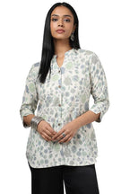 Soch Womens Beige Linen Floral Print Tunic