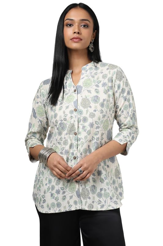 Soch Womens Beige Linen Floral Print Tunic