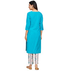Fabindia Women'S Cotton Suit-Dress Set (20064706_Turquoise