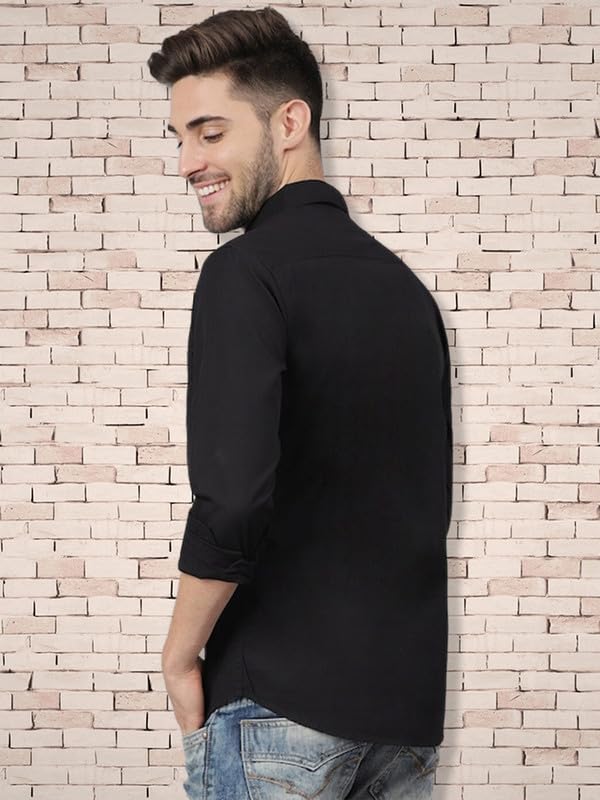 Tee Projekt Cotton Spread Collar Long Sleeve Shirt for Men Formal Shirt Casual Men Shirt