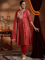Libas WomenS Georgette Kurta Sets (27378_Red