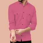 Rebelify Double Pocket MenS Casual Shirt - Regular Fit, Solid Spread Collar, Versatile Everyday Wear, Comfortable And Stylish De