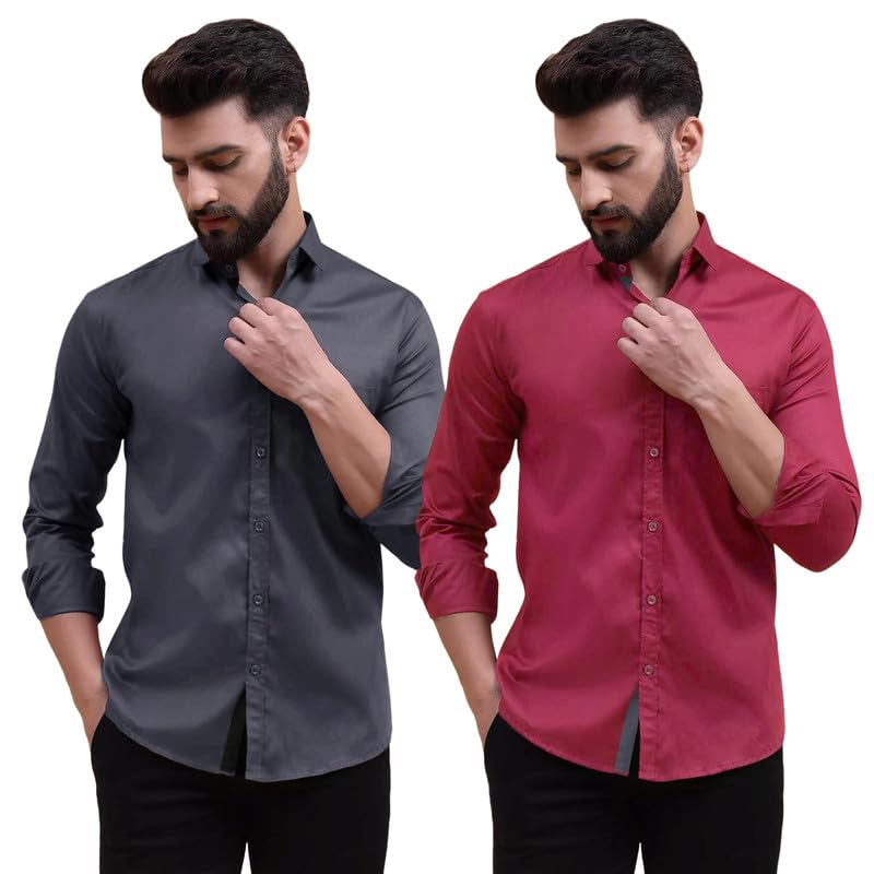 Tee Projekt Solid Shirt for Mens,Solid Shirt for Mens, Casual Shirt for Men,Full Sleeve Spread Collar Shirt for Men, Shirt for