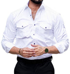 CB-COLEBROOK Mens Regular Fit Fancy Double Pocket Utility Casual Shirt for Men Full Sleeves Stylish Shirt - Cargo (Previously G