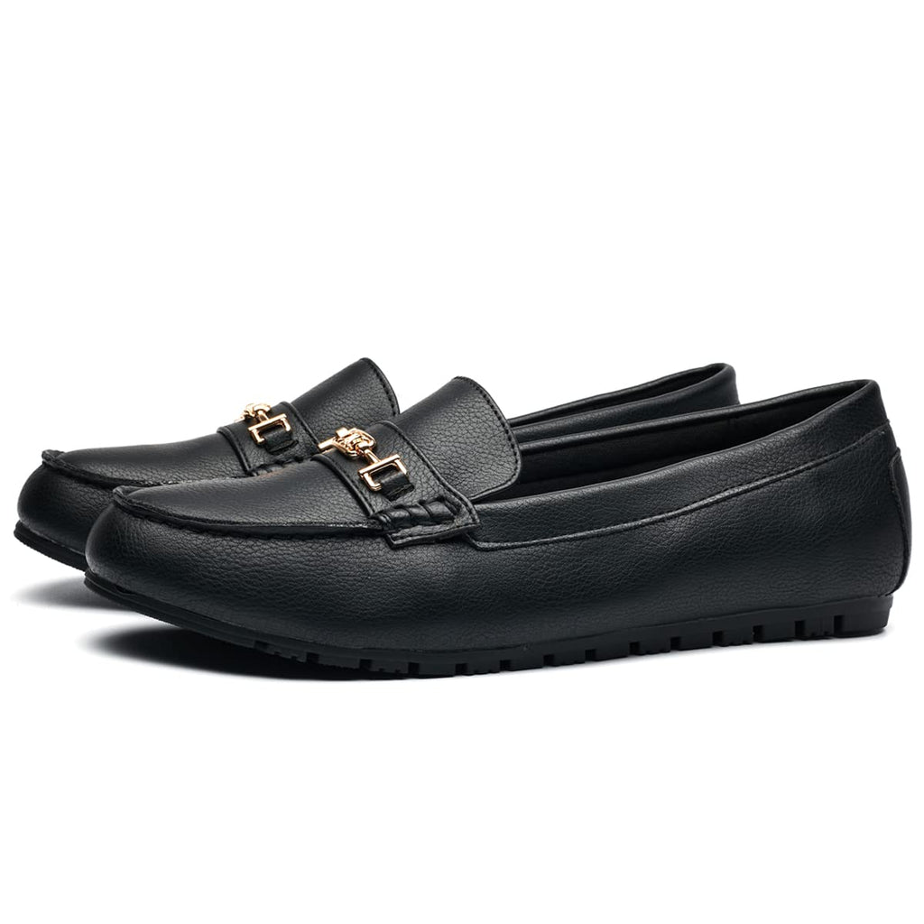 DeYashopin Women's Flats Shoes Leisure Slip On Comfort Boat Shoes PU(Black 10)
