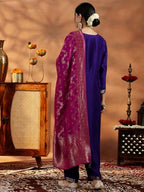 Libas WomenS Silk Blend Kurta Set (48962Oh_Purple