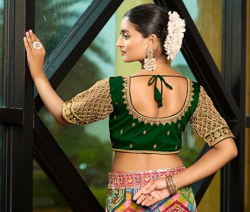 Pujia Mills WomenS Indian Ethnic Wear Designer Maggam With Zari Embroidery With Sequence Work Round Neck Half Sleeve Readymade